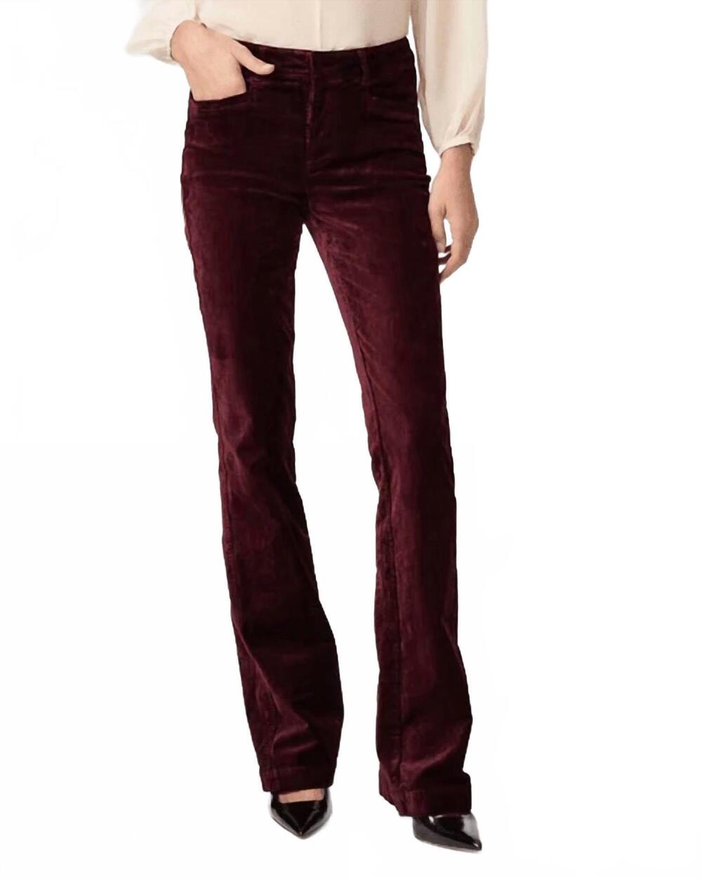 NEW PAIGE clean front high rise bootcut pants in dark oxblood